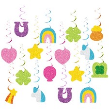 20Pcs St. Patrick's Day Decoration Hanging Swirls Lucky Charm Ceiling Streamers