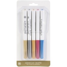 American Crafts Permanent Chalk Markers 5/Pkg-Metallics