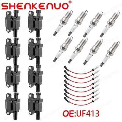 High Performance UF413 Ignition Coil+Spark Plug+Wire For Chevy GMC 5.3L 6.2L V8
