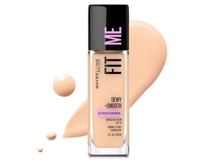 Maybelline Fit Me Dewy + Smooth Liquid Foundation Makeup, Porcelain, 1 Count (