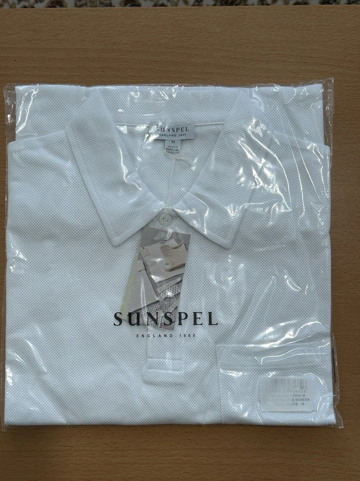 Sunspel Men's SS Riviera Polo Shirt, Size Medium, White