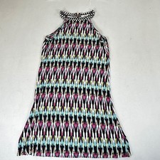 TART sleeveless halter neck midi dress geometric print zip detail women's L