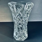 Vintage Anchor Hocking Prescut Clear Glass Vase EAPC Star of David 10.5" tall