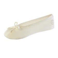isotoner Women's Satin Ballerina Slippers Bow Tie Cream S 5-6