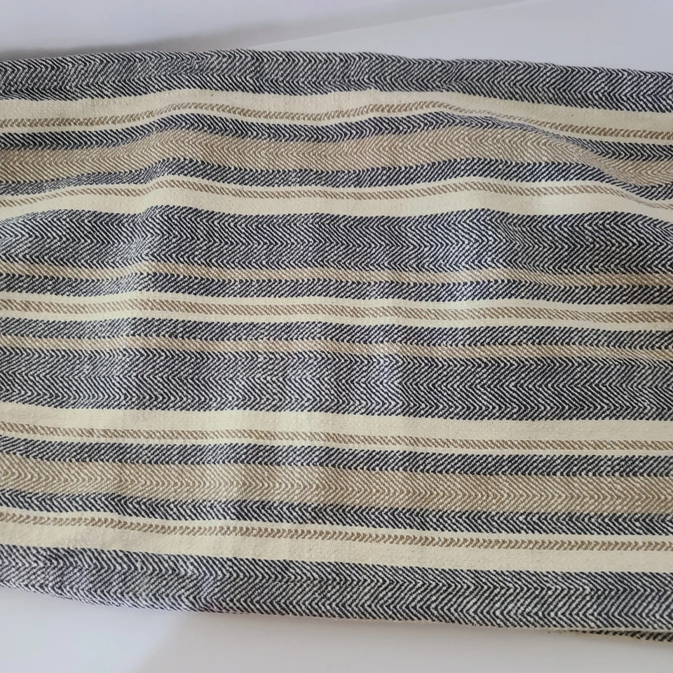Juego de 4 manteles individuales a rayas azul marino y beige 12" x 24" algodón tejido - Cynthia Rowely Foto 3 de 4