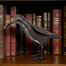 Rustic Primitive 22" x 13.25" Large Metal Crow Raven Statue Home Farm Garden 