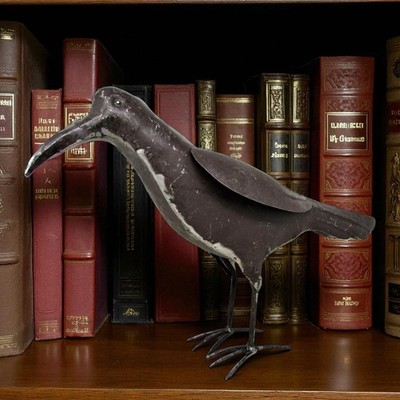 Rustic Primitive 22'' x 13.25'' Large Metal Crow Raven Statue Home Farm Garden 
