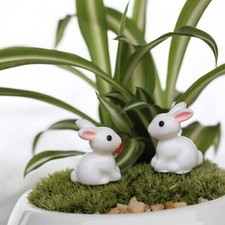 12 Pcs Small White Rabbit Resin Micro Landscaping Moss Bunny Decorations