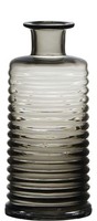 Inna-Glas Glas Dekoflasche Stuart Mit Rillen, Grau-Klar, 31Cm, Ø14,5Cm