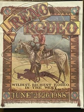 1988 Reno Wildest Richest Rodeo Póster 258/1000  Signed By Buckeye Blake 22"x28"