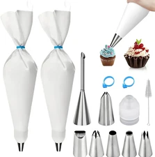 Reusable Piping Bags and Tips Set - 16Inch Pastry Bags for Cake Decorating, C...