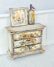 Miniature Hand Painted Furniture 1:12/ Side Board/Dresser/Daisy Theme