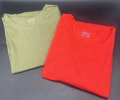 D & Co Essentials Womens Knit Short Sleeve V Neck Top 1X NEW Lot Of 2 Stretch