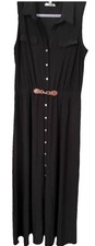Women's A-Line Shirt Collar Casual Dress Sleeveless Perseption Concept Sz L