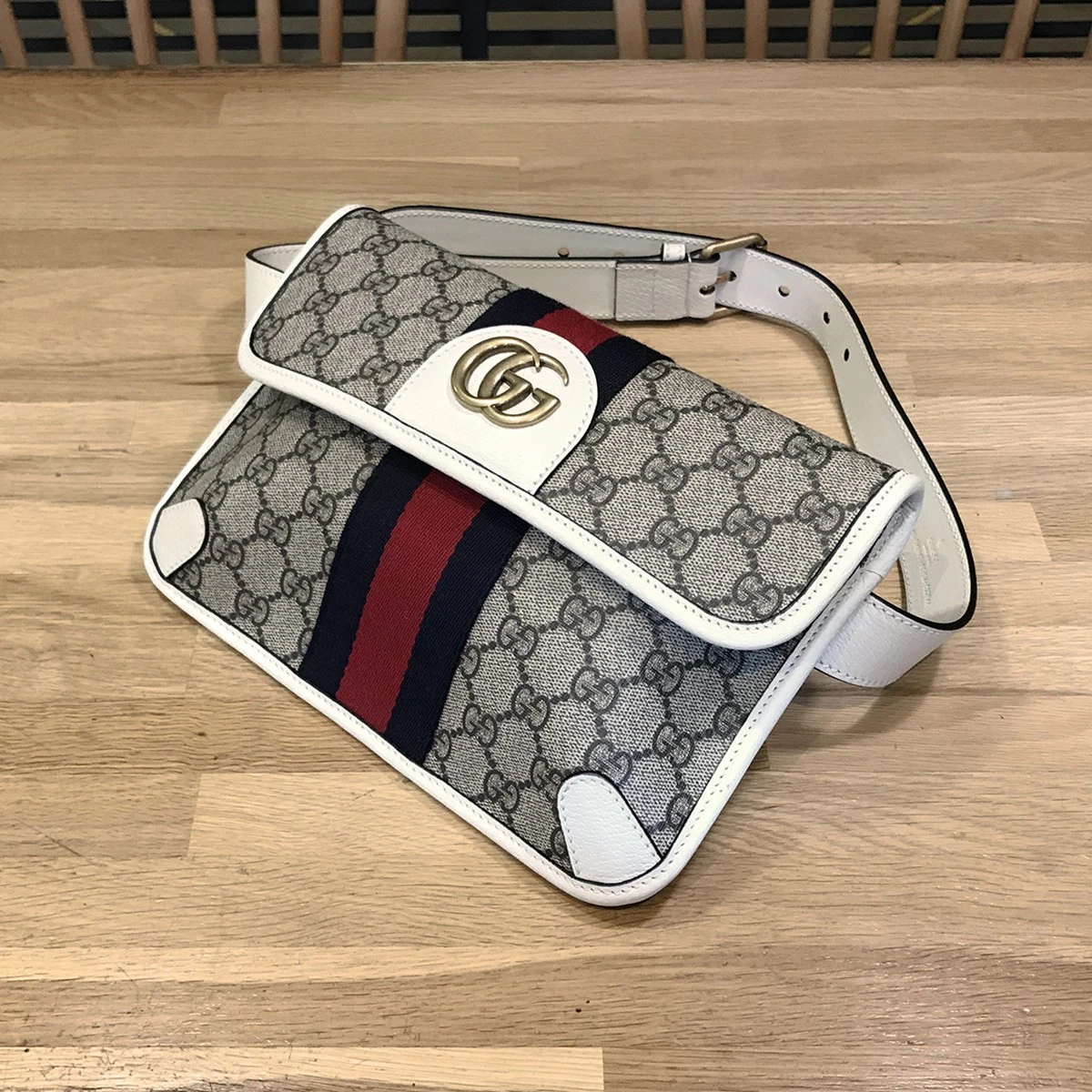 Gucci Offidia GG Supreme sac ceinture ivoire 674081 sac bandoulière unisexe 13573