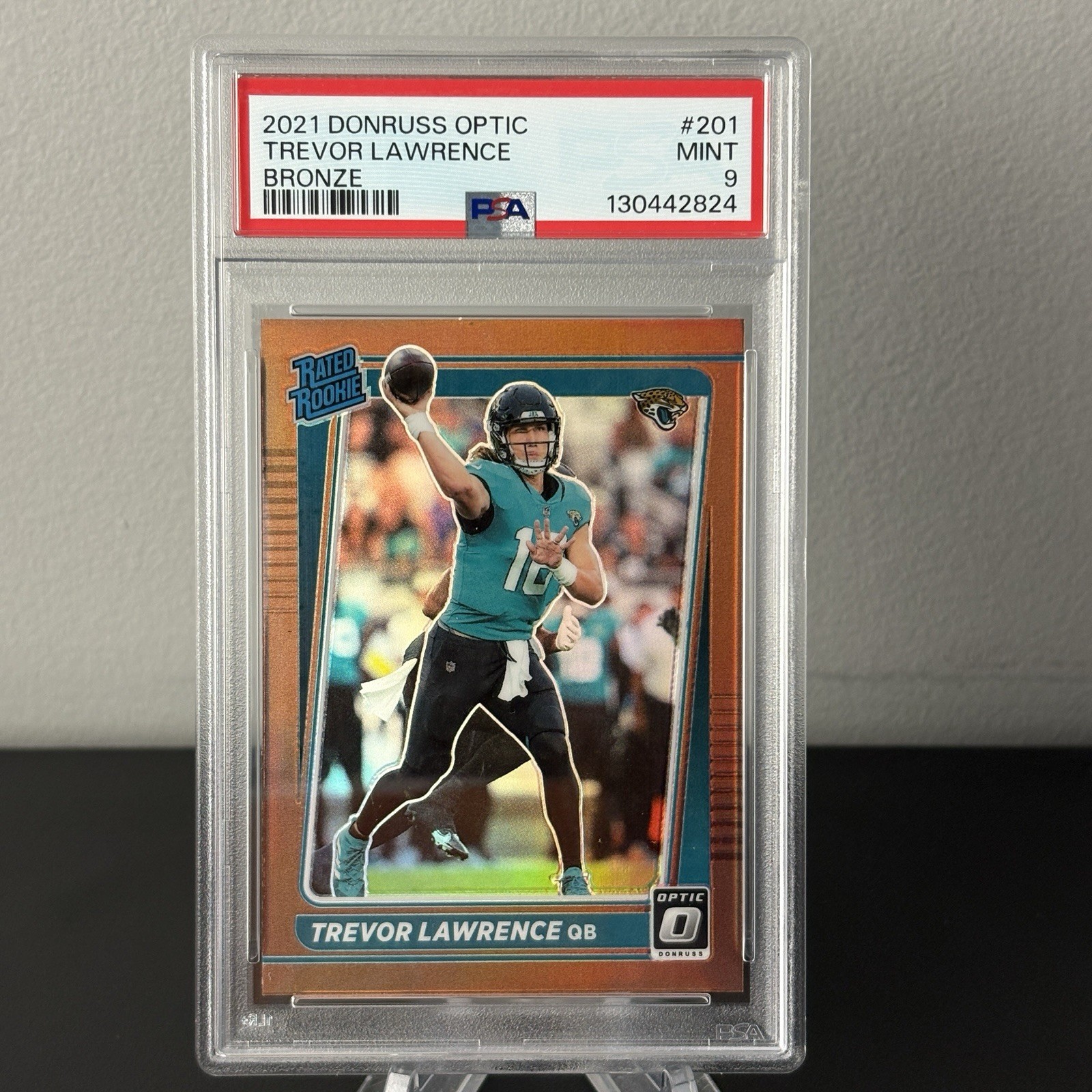 2021 Donruss Optic Trevor Lawrence Bronze Rated Rookie #201 Jaguars PSA 9