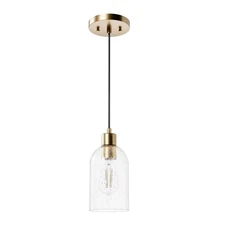 Hunter Lochmeade 1-Light Alturas Gold Mini Pendant Light Clear Seeded Glass
