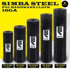 Hardware Cloth 16 GA Black Vinyl Coated Welded Wire Mesh Many Sizes -SIMBA STEEL