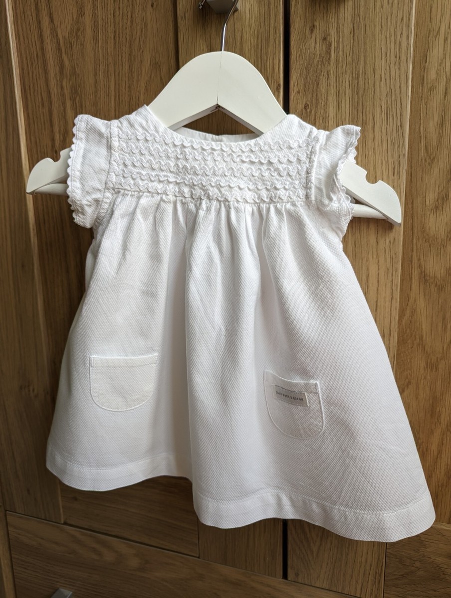 Petit Bateau Baby Girl White Dress 3m Summer Christening Wedding