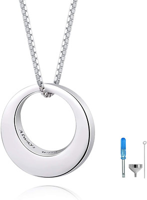 Sterling Silver Circle of Life Eternity Memorial Urn Ash Necklace Always with me