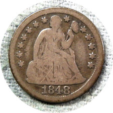 elf Seated Liberty Dime 1848    t98