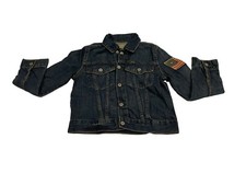 Polo Ralph Lauren Trucker Jacket USA Flag Patch Blue Denim Girl Size 7