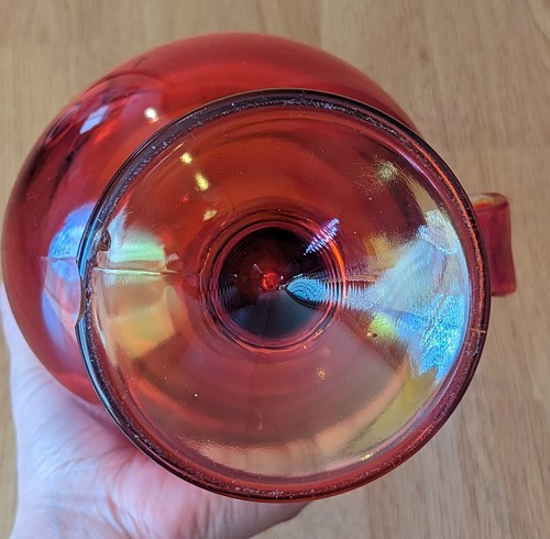 Cadmium LE Smith Red & Yellow Glass Pitcher Amberina Viking Swung Vase 17"T READ - Picture 11 of 15