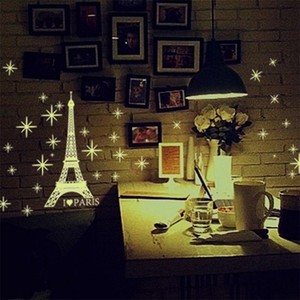 Romantic Paris Eiffel Tower Wall Sticker Decal Glow In The Dark