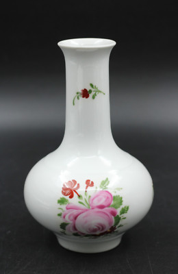 Fine China Lichte Blumenvase Vase DDR Porzellan Rosen Muster Vintage H 18 cm