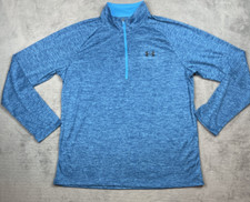 Mens UA Under Armour 1/2 Zip Tech Lightweight Pullover Long Sleeve Blue Large