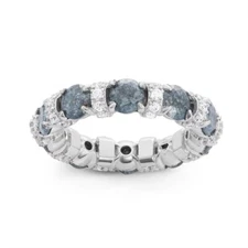 Sterling Silver Clear CZ and Dark Gray Ice Eternity Ring