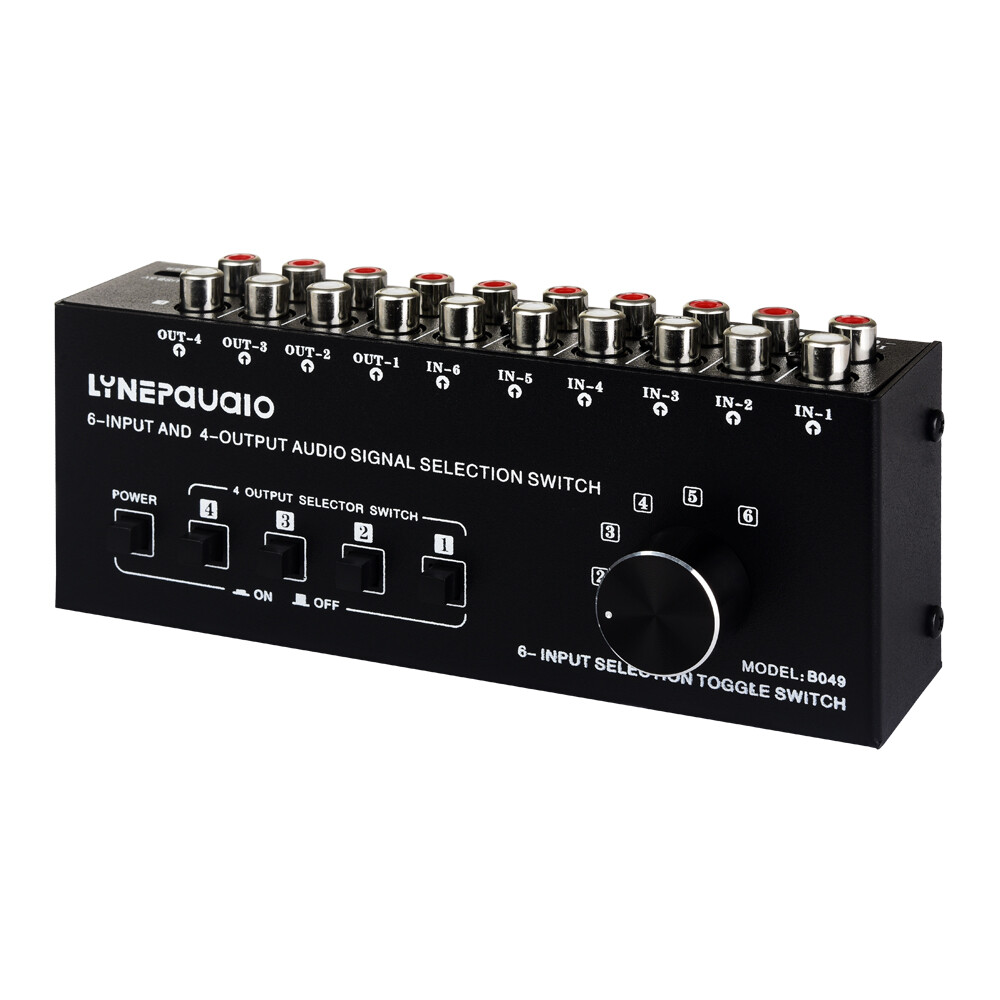 6-IN-4-OUT Audio Switcher Signal Splitter Sound Selector for