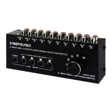 6-IN-4-OUT Audio Switcher Signal Splitter Sound Selector for Speakers/Amplifiers