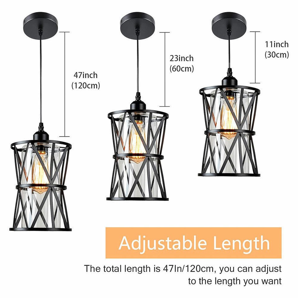 2PCS Pendant Light Kitchen Dining Room Island Industrial Ceiling Lamp