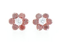 14k White Gold Flower Stud Earrings with screw back