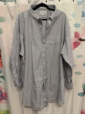 PAUL FREDRICK NON-IRON TWO-PLY COTTON PINPOINT Men's Shirt 20-37 Striped Gr/blue