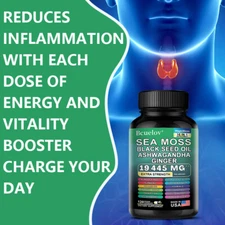 Certified Organic Sea Moss Capsules - Irish Sea Moss Bladderwrack Burdock Root
