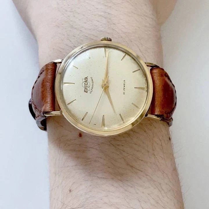 ENICAR ULTRASONIC 21JEWELS Hand Wound Watch Men s Vintage Antique