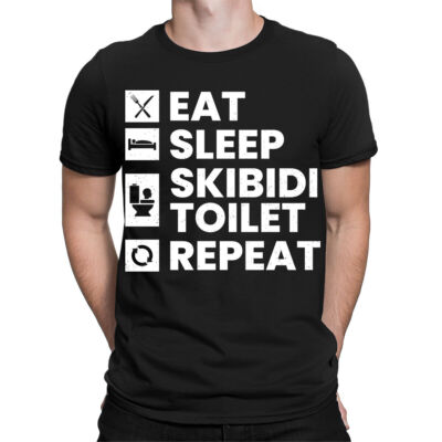 Eat Sleep Skibidi Toilet Repeat Funny Meme Joke Mens Womens T-Shirts Top #TA-12