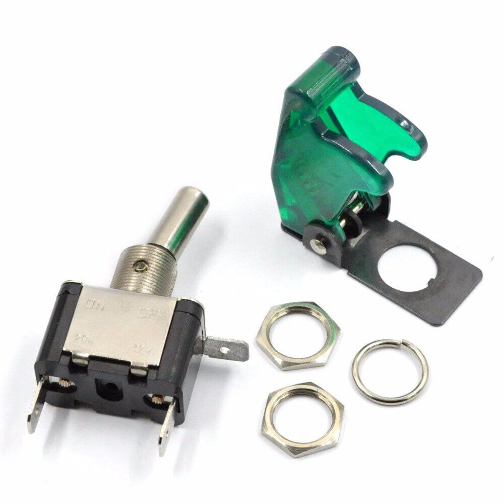 12V ILLUMINATED LED ON/OFF TOGGLE SPST SWITCH AIRCRAFT MISSILE FLIP UP ...