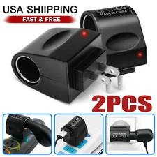 2Pcs 100-240V AC To 12V DC Car Cigarette Lighter Socket Power Adapter Converter