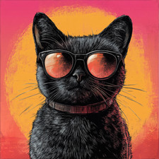 Wall Decal Sticker Cat with Sunglasses Wall Sticker 18X18cm Large