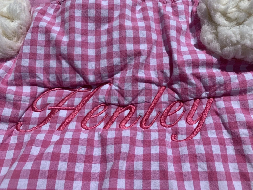 Saco de dormir Pottery Barn Kids Shaggy Kitty Cat rosa guinga 26 x 62" HENLEY Foto 3 de 4