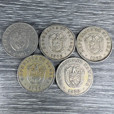 Panama 5 Centesimos Lot of 5 Five Cent World Coin 1966 - 1973 Circ Ungraded Used