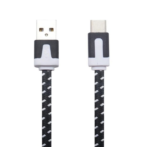 Flat Braided Nylon Noodle Fabric Charger Cable for Micro USB C TYPE reversible - Picture 6 of 30