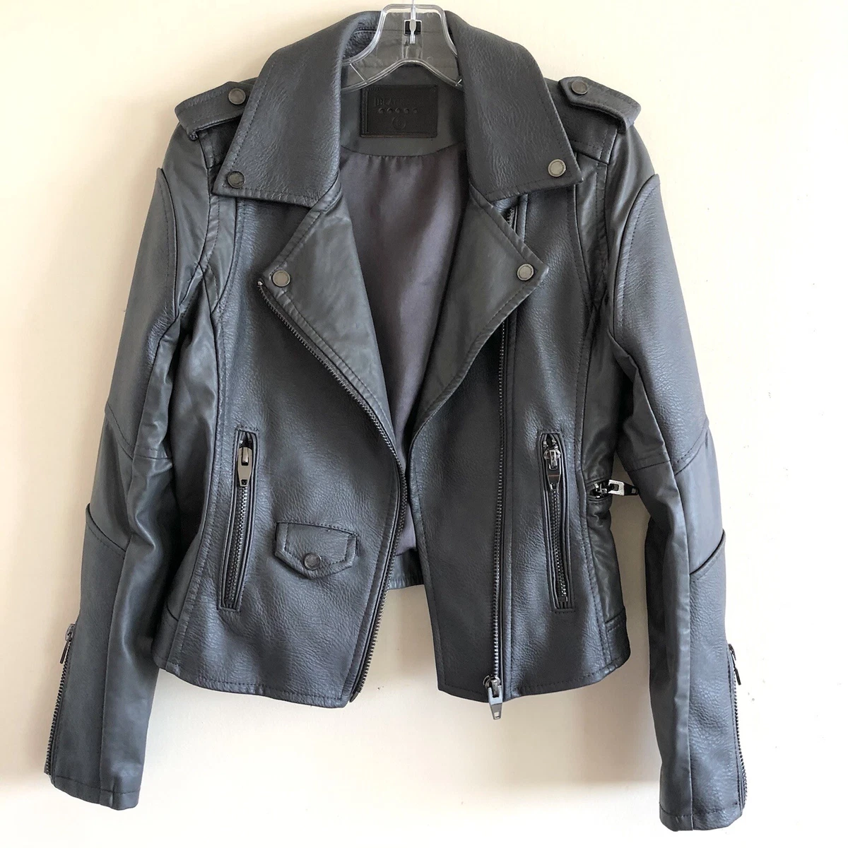 BLANKNYC Women's Easy Rider Faux Leather Moto Jacket in Grey Size S | eBay
