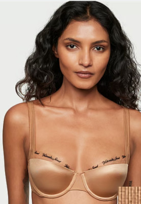 NEW 54$ Victoria's Secret Logo Embroidery sheer lined Balconette Bra 32