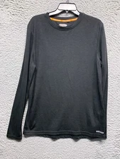 Omni Wool Shirt Mens XL Black Base Layer Crew Neck Long Sleeve Stretch