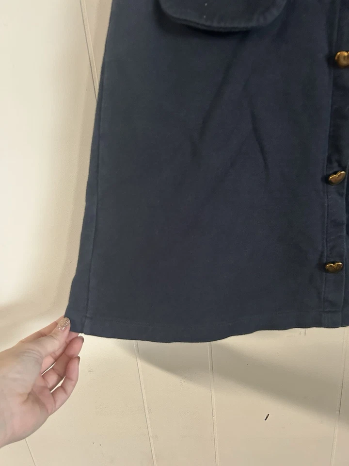 Zara Size 13/14 Girls Pinafore Dress, Gold Heart Hardware, Navy Blue School Girl - Image 3 of 4