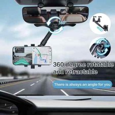 360 Mount Holder Car Backup Mirror Stand for Most Mobile Cell Phone Rotatable